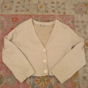 Zara Beige Button-Up Women's Cardigan